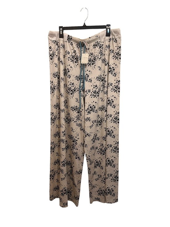 Free People Other - Free People Beige Wide-Leg Drawstring Pants with Black Floral Print